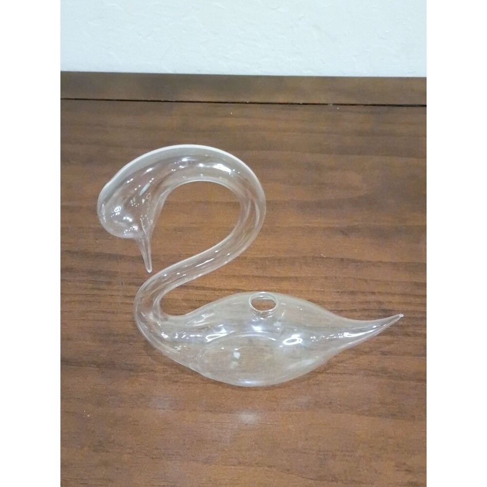 Swan Hand Blown Clear Glass Bud Vase - Vintage!